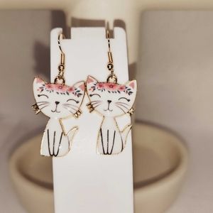 Handcrafted earrings cats, owls, sunglasses & teacup kitty